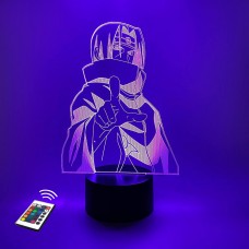 3D ночник "Итачи 2" (УВЕЛИЧЕННОЕ ИЗОБРАЖЕНИЕ) подарочная упаковка + 16 цветов + пульт ДУ + сетевой адаптер + батарейки (3ААА) 3DTOYSLAMP