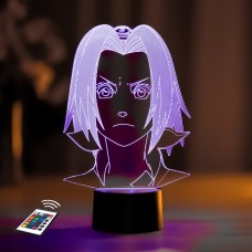 3D ночник "Сакура Харуно" (УВЕЛИЧЕННОЕ ИЗОБРАЖЕНИЕ) подарочная упаковка + 16 цветов + пульт ДУ + сетевой адаптер + батарейки (3ААА)3DTOYSLAMP