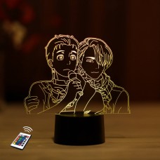 3D ночник "Виктор Никифоров и Юри Кацуки" (УВЕЛИЧЕННОЕ ИЗОБРАЖЕНИЕ) подарочная упаковка + 16 цветов + пульт ДУ + сетевой адаптер + батарейки (3ААА) 3DTOYSLAMP