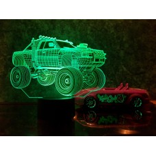 3D светильник  "Автомобиль 4"(УВЕЛИЧЕННОЕ ИЗОБРАЖЕНИЕ) подарочная упаковка + 16 цветов + пульт ДУ + сетевой адаптер + батарейки (3ААА) 3DTOYSLAMP