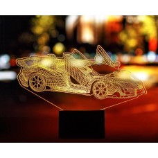 3D светильник "Автомобиль 39"(УВЕЛИЧЕННОЕ ИЗОБРАЖЕНИЕ) подарочная упаковка + 16 цветов + пульт ДУ + сетевой адаптер + батарейки (3ААА) 3DTOYSLAMP