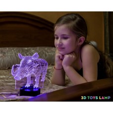 3D ночник "Пумба" (УВЕЛИЧЕННОЕ ИЗОБРАЖЕНИЕ) подарочная упаковка + 16 цветов + пульт ДУ + сетевой адаптер + батарейки (3ААА)3DTOYSLAMP