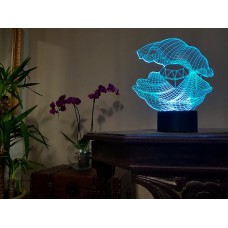 3D ночник "Ракушка 2"(УВЕЛИЧЕННОЕ ИЗОБРАЖЕНИЕ) подарочная упаковка + 16 цветов + пульт ДУ + сетевой адаптер + батарейки (3ААА) 3DTOYSLAMP