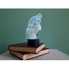 3d светильник "Мыслитель"(УВЕЛИЧЕННОЕ ИЗОБРАЖЕНИЕ) подарочная упаковка + 16 цветов + пульт ДУ + сетевой адаптер + батарейки (3ААА) 3DTOYSLAMP