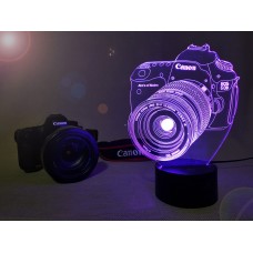 3d светильник "Фотоаппарат"(УВЕЛИЧЕННОЕ ИЗОБРАЖЕНИЕ) подарочная упаковка + 16 цветов + пульт ДУ + сетевой адаптер + батарейки (3ААА) 3DTOYSLAMP