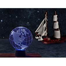 3D светильник "Глобус"(УВЕЛИЧЕННОЕ ИЗОБРАЖЕНИЕ) подарочная упаковка + 16 цветов + пульт ДУ + сетевой адаптер + батарейки (3ААА) 3DTOYSLAMP