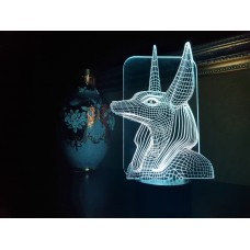 3D ночник "Анубис"(УВЕЛИЧЕННОЕ ИЗОБРАЖЕНИЕ) подарочная упаковка + 16 цветов + пульт ДУ + сетевой адаптер + батарейки (3ААА) 3DTOYSLAMP