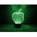 3d светильник "Apple"(УВЕЛИЧЕННОЕ ИЗОБРАЖЕНИЕ) подарочная упаковка + 16 цветов + пульт ДУ + сетевой адаптер + батарейки (3ААА) 3DTOYSLAMP
