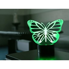 3D ночник "Бабочка 2"(УВЕЛИЧЕННОЕ ИЗОБРАЖЕНИЕ) подарочная упаковка + 16 цветов + пульт ДУ + сетевой адаптер + батарейки (3ААА) 3DTOYSLAMP