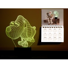 3D ночник "Пёсик"(УВЕЛИЧЕННОЕ ИЗОБРАЖЕНИЕ) подарочная упаковка + 16 цветов + пульт ДУ + сетевой адаптер + батарейки (3ААА) 3DTOYSLAMP