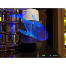 Светильник 3D "Касатка"(УВЕЛИЧЕННОЕ ИЗОБРАЖЕНИЕ) подарочная упаковка + 16 цветов + пульт ДУ + сетевой адаптер + батарейки (3ААА) 3DTOYSLAMP