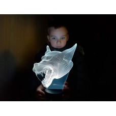 3d ночник "Волк 3"(УВЕЛИЧЕННОЕ ИЗОБРАЖЕНИЕ) подарочная упаковка + 16 цветов + пульт ДУ + сетевой адаптер + батарейки (3ААА) 3DTOYSLAMP