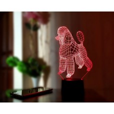 3D светильник "Пудель"(УВЕЛИЧЕННОЕ ИЗОБРАЖЕНИЕ) подарочная упаковка + 16 цветов + пульт ДУ + сетевой адаптер + батарейки (3ААА) 3DTOYSLAMP