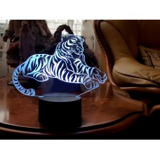 3D светильник  "Тигр"(УВЕЛИЧЕННОЕ ИЗОБРАЖЕНИЕ) подарочная упаковка + 16 цветов + пульт ДУ + сетевой адаптер + батарейки (3ААА) 3DTOYSLAMP
