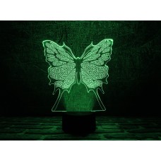 3D Светильник "Бабочка"(УВЕЛИЧЕННОЕ ИЗОБРАЖЕНИЕ) подарочная упаковка + 16 цветов + пульт ДУ + сетевой адаптер + батарейки (3ААА) 3DTOYSLAMP
