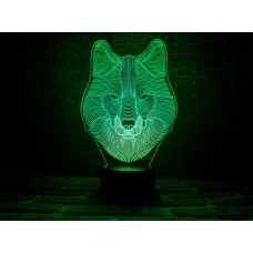 3D Ночник "Волк"(УВЕЛИЧЕННОЕ ИЗОБРАЖЕНИЕ) подарочная упаковка + 16 цветов + пульт ДУ + сетевой адаптер + батарейки (3ААА) 3DTOYSLAMP