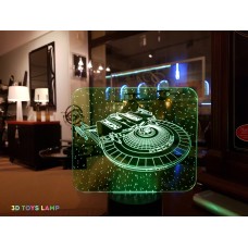 3D ночник "Космический корабль"УВЕЛИЧЕННОЕ ИЗОБРАЖЕНИЕ) подарочная упаковка + 16 цветов + пульт ДУ + сетевой адаптер + батарейки (3ААА) 3DTOYSLAMP