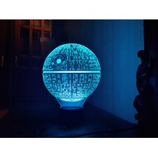 3D ночник "Звезда смерти"УВЕЛИЧЕННОЕ ИЗОБРАЖЕНИЕ) подарочная упаковка + 16 цветов + пульт ДУ + сетевой адаптер + батарейки (3ААА) 3DTOYSLAMP