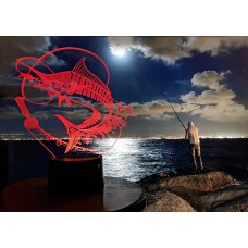3D светильник "Рыбалка"(УВЕЛИЧЕННОЕ ИЗОБРАЖЕНИЕ) подарочная упаковка + 16 цветов + пульт ДУ + сетевой адаптер + батарейки (3ААА) 3DTOYSLAMP