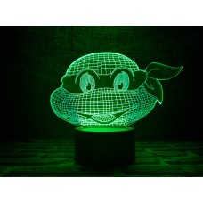 3D ночник "Черепашка ниндзя"  (УВЕЛИЧЕННОЕ ИЗОБРАЖЕНИЕ) подарочная упаковка + 16 цветов + пульт ДУ + сетевой адаптер + батарейки (3ААА) 3DTOYSLAMP