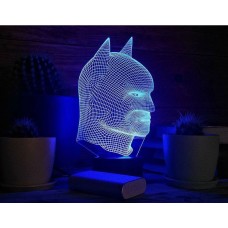 3D ночник  "Бэтмен 2"(УВЕЛИЧЕННОЕ ИЗОБРАЖЕНИЕ) подарочная упаковка + 16 цветов + пульт ДУ + сетевой адаптер + батарейки (3ААА) 3DTOYSLAMP