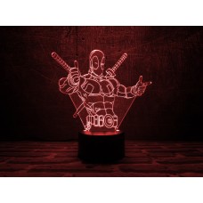 3D ночник  "Дэдпул 3"(УВЕЛИЧЕННОЕ ИЗОБРАЖЕНИЕ) подарочная упаковка + 16 цветов + пульт ДУ + сетевой адаптер + батарейки (3ААА) 3DTOYSLAMP