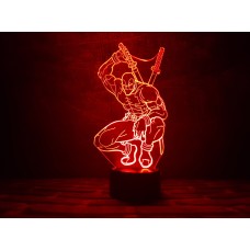 3D ночник  "Дэдпул"(УВЕЛИЧЕННОЕ ИЗОБРАЖЕНИЕ) подарочная упаковка + 16 цветов + пульт ДУ + сетевой адаптер + батарейки (3ААА) 3DTOYSLAMP