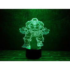 3D ночник "Халк"(УВЕЛИЧЕННОЕ ИЗОБРАЖЕНИЕ) подарочная упаковка + 16 цветов + пульт ДУ + сетевой адаптер + батарейки (3ААА) 3DTOYSLAMP