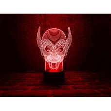 3D лампа "Гоблин"(УВЕЛИЧЕННОЕ ИЗОБРАЖЕНИЕ) подарочная упаковка + 16 цветов + пульт ДУ + сетевой адаптер + батарейки (3ААА) 3DTOYSLAMP