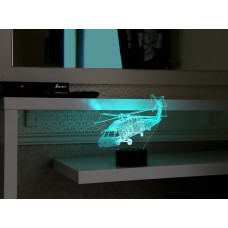 3D ночник "Вертолет"(УВЕЛИЧЕННОЕ ИЗОБРАЖЕНИЕ) подарочная упаковка + 16 цветов + пульт ДУ + сетевой адаптер + батарейки (3ААА) 3DTOYSLAMP