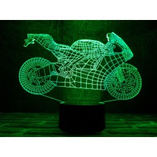 3D Ночник "Мотоцикл 4"(УВЕЛИЧЕННОЕ ИЗОБРАЖЕНИЕ) подарочная упаковка + 16 цветов + пульт ДУ + сетевой адаптер + батарейки (3ААА) 3D TOYSLAMP