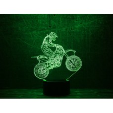 3D Светильник "Мотоцикл 6"(УВЕЛИЧЕННОЕ ИЗОБРАЖЕНИЕ) подарочная упаковка + 16 цветов + пульт ДУ + сетевой адаптер + батарейки (3ААА) 3DTOYSLAMP