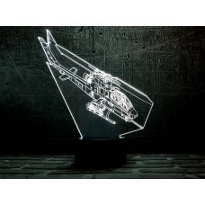 3D ночник "Вертолет 2" (УВЕЛИЧЕННОЕ ИЗОБРАЖЕНИЕ) подарочная упаковка + 16 цветов + пульт ДУ + сетевой адаптер + батарейки (3ААА)3DTOYSLAMP