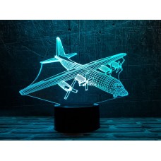 3D светильник  "Самолет 4"(УВЕЛИЧЕННОЕ ИЗОБРАЖЕНИЕ) подарочная упаковка + 16 цветов + пульт ДУ + сетевой адаптер + батарейки (3ААА) 3DTOYSLAMP