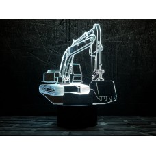 3D ночник "Экскаватор"(УВЕЛИЧЕННОЕ ИЗОБРАЖЕНИЕ) подарочная упаковка + 16 цветов + пульт ДУ + сетевой адаптер + батарейки (3ААА) 3DTOYSLAMP