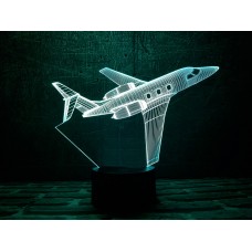 3D светильник  "Самолет 2"(УВЕЛИЧЕННОЕ ИЗОБРАЖЕНИЕ) подарочная упаковка + 16 цветов + пульт ДУ + сетевой адаптер + батарейки (3ААА) 3DTOYSLAMP