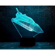 3D светильник " Шатл "(УВЕЛИЧЕННОЕ ИЗОБРАЖЕНИЕ) подарочная упаковка + 16 цветов + пульт ДУ + сетевой адаптер + батарейки (3ААА) 3DTOYSLAMP
